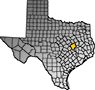 Map showing Robertson County location within the state of Texas